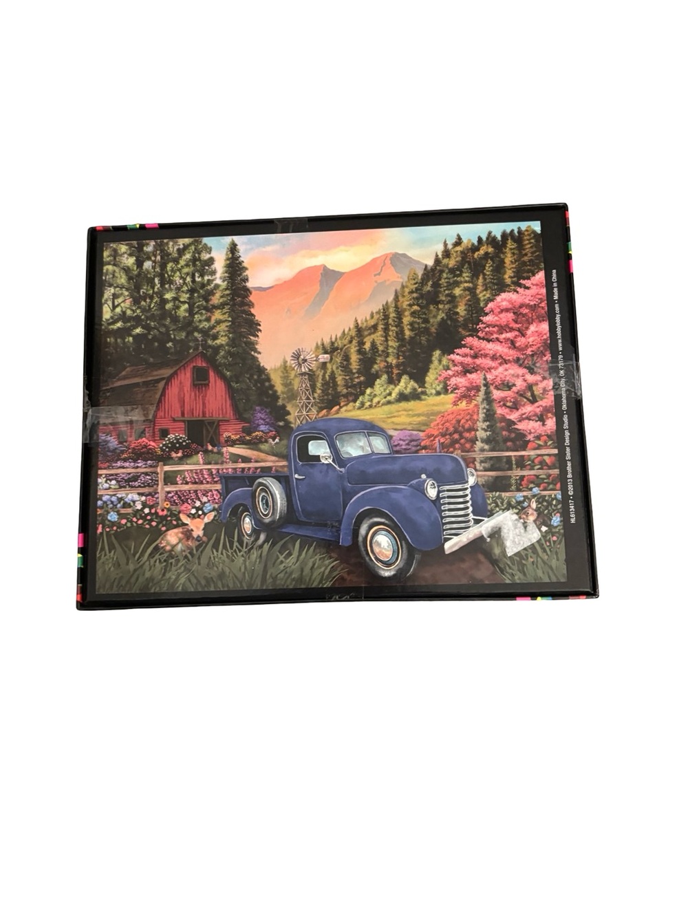 Blue Vintage Truck Farm Scene 1000 piece Puzzle